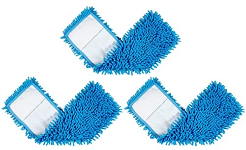 BiOHY Wischmopp (3 x 40 cm) | Chenille Mopp | Microfasermopp blau (3er-Set) | Ideal für die Reinigung von empfindlichen und glatten Oberflächen |