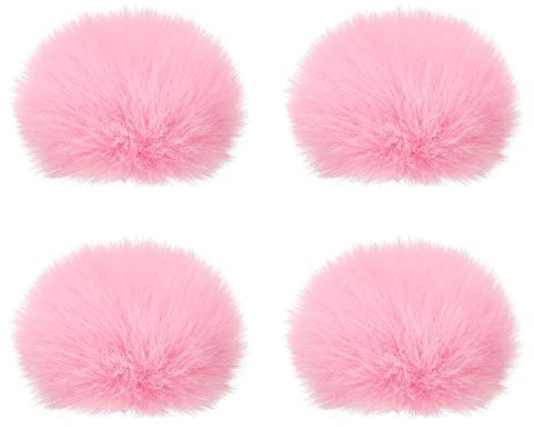 PATIKIL Furry Microphone Windscreen 7mm x 62mm Mic Cover Windshield for Indoor Outdoor Microphone Pink 4 Pack