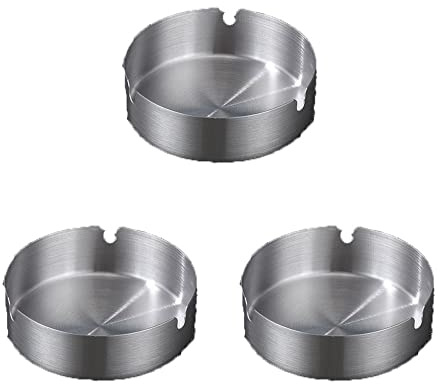 zalati Cigarettaskfat 3 st askfat rostfritt stål lätt att rengöra - 10 cm x 3 cm
