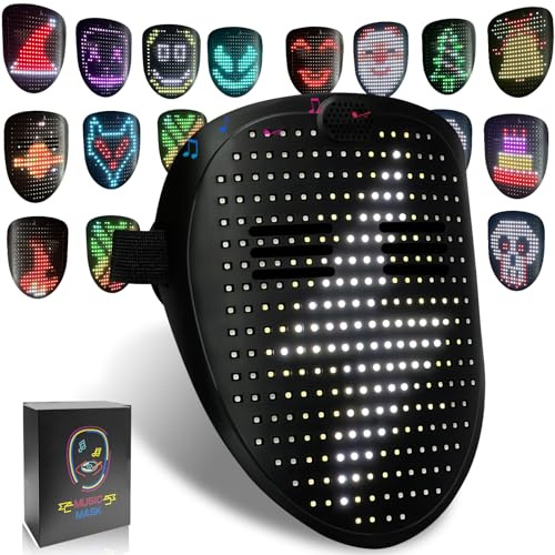 MOYACA LED-mask, upplyst mask med gestavkänning, coola lysande leksaksmasker fantastisk gåva för halloween jul kostymfest
