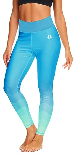 Deerose Gradient Swimming Leggings for Women Quick Dry High Waisted Surf Water Pants Rash Guard Pants L