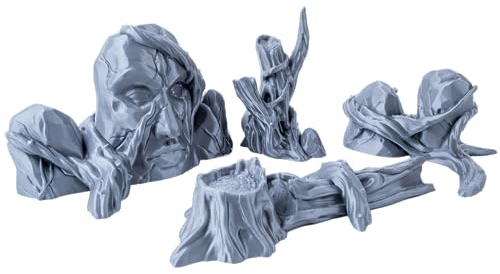 3D Vikings Magischer Wald - 4-teiliges Set aus mystischen Bäumen und geschnitztem Felsen, Maßstab 28/32mm, Gelände für Tisch-Rollenspiele
