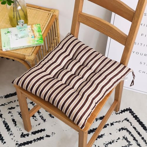Hixingo 4er Set Stuhlkissen, Sitzkissen Stuhl Stuhlkissen 40x40, Streifen Schach-Muster Sitzkissen Bank, Sitzunterlage Innen, Sitzauflagen Chair Cushion für Wohnzimmer (40cm,Gestreift)