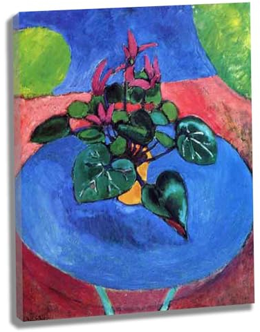 《Lila Alpenveilchen》by Henri Matisse Leinwand Wandkunst Bilder Drucke für Wohnzimmer Schlafzimmer Kunst Büro Küche Kinderzimmer Home Decor Bereit zum Aufhängen(Gerahmt,（60x78cm） 24x31inch