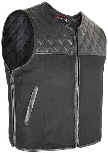MDM Gilet de motard textile pour homme, matelassé Diamond Hunter, Noir , 4XL