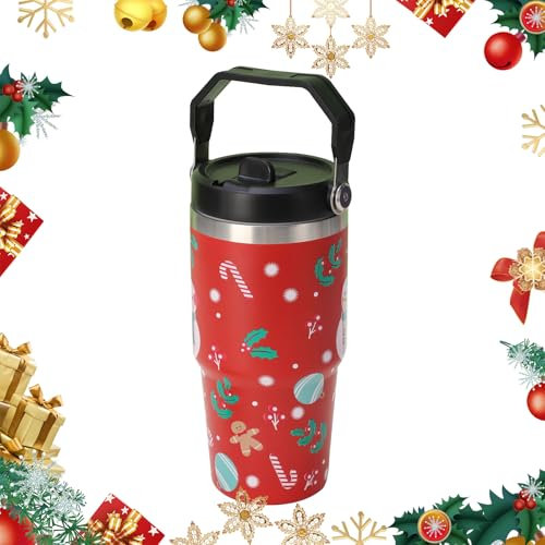 Christmas Cup Large Capacity Cute Christmas Cup Insulated Christmas Mug for Hot Beverage Lovers Coffee Drinkers Tea Drinkers Gift Shoppers Home Decorators Holiday Party Hosts (Stainless Steel I)