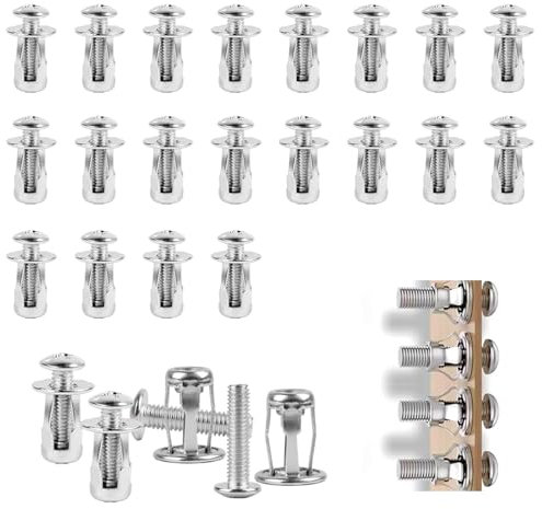 20 Pcs cheville M8 cheville à visser placo métal avec vis, cheville métallique à expansion pour murs fins, portes creuses et tôle de fer