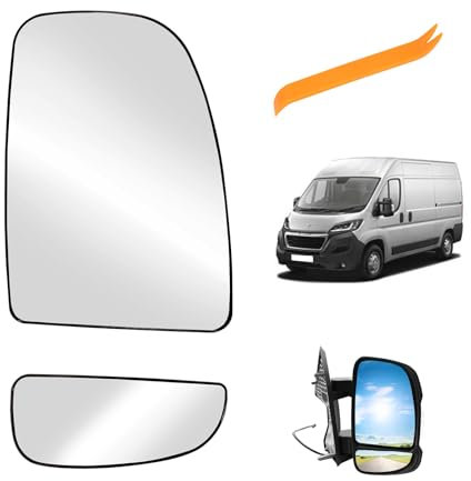 Cristal de Espejo Reemplazar para Ducato Jumper Boxer Movano C 2006-2023 Cristal de Espejo convexo calefactable de repuesto Retrovisor exterior ajustable adecuado Lente de Marcha Atrá(Derecha)