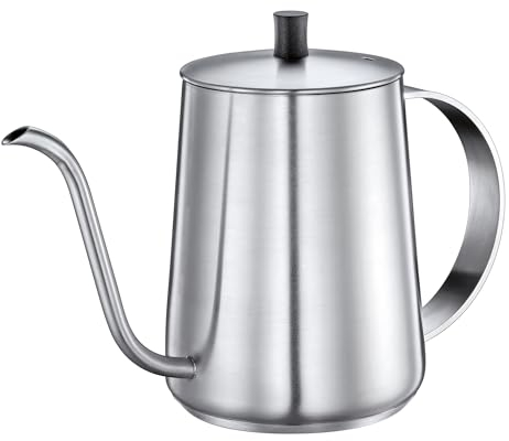 cilio Hervidor de agua de mano ADRIA | acero inoxidable | cuello de cisne | precisión de café y té | base de cápsula Ø 9 cm | apta para inducción | volumen: 900 ml/capacidad máxima de cocción: 650 ml