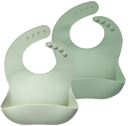 Moonkie Silicone Baby Bibs Set Of 3, BPA Free Waterproof Soft Durable Adjustable Silicone Bibs for Babies & Toddlers