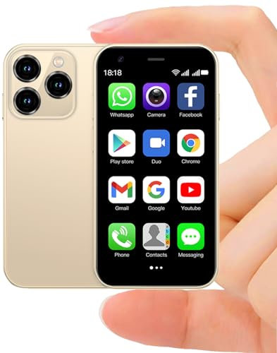 CatCalls Mini Phone 4G Unlocked 3.0'' Touch Screen Compact Mobile Phone for Kids & Students 2000mAh Battery Cell Phone with Dual SIM Quad Core Face ID//Bluetooth/GPS 3GB+32GB Memory (XS15-Gold)