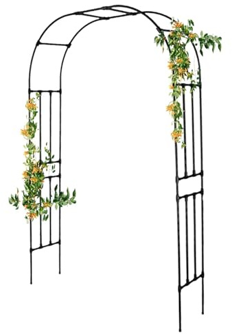 Arco de jardín de medio lado, marco de acero resistente, soporte para plantas trepadoras, cenador de rosas, decoración al aire libre para jardín, patio y patio trasero
