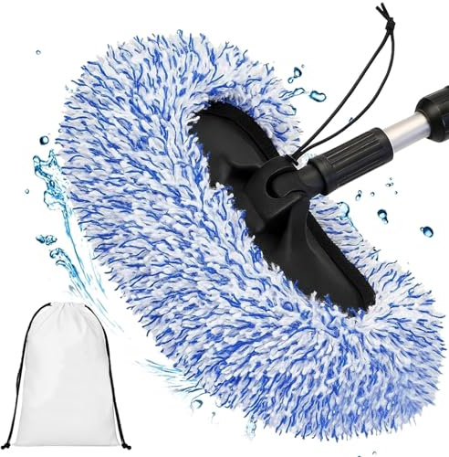 poraceous Housse de Brosse de Lavage Premium, Gant Lavage Voiture en Microfibre, Nettoyage Voiture Douce et DéLicate, sans Rayures, Inclut Un Sac Rangement, pour Éponges Chiffons Brosses Auto et Moto