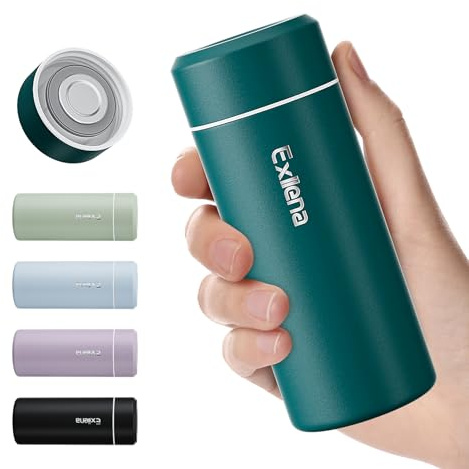 【Serie Avanzata】Exllena Borraccia Termica Piccola – Mini Borraccia Termica 250 ml con Copertura in Acciaio Inox, Ideale per Borsa e Viaggi | Borraccia Piccola - Verde chiaro