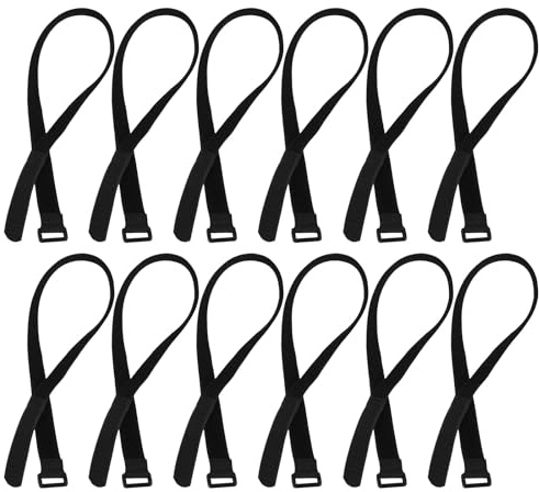 SEWACC Lot de 12 Sangles Réutilisables pour Parasol de Jardin Fixation Réglable 25 MM X 600 MM Accessoires Anti-Vent pour Terrasse Sangles de Sécurité Pratiques et Solide