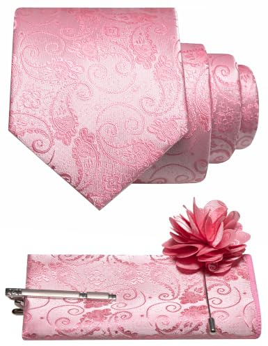 JEMYGINS Arabesque paisley slips set män flerfärgad | Med näsduk slipsklämma och blomma perfekt för bröllop affärsliv och fest