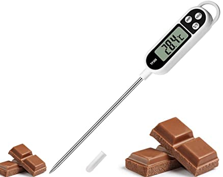 Noondl Chocolate Tempering Thermometer Multiple uses 145mm Stainless Steel Probe,Great for Toffee,Confectionery,Fudge & Bread Making Thermometer with Precision Temperature Digital Display