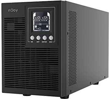 NJOY Echo Pro 2000 - Sistema de alimentación ininterrumpida 2000 VA, 1600 W, doble conversión Onda sinusoidal pura, 4 salidas Schuko, USB, RS232, EPO, ranura SNMP, 4 baterías 12 V-7 Ah