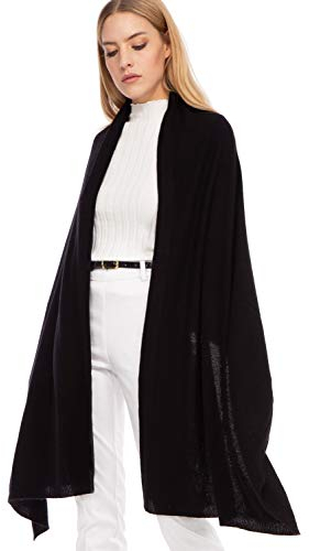 Marine Cashmere - Stola in misto Cashmere da Donna, Delicato e Morbido Filato Cashmere, MADE IN ITALY (Nero)