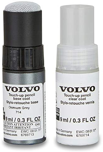 Volvo Original 714 Osmium Grey Lackstift Set - 9ml Basislack, 9ml Klarlack - Lackreparatur Set Ausbesserungslack grau 31402303