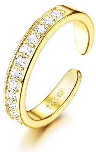 Morfetto 14 K Gold Filled Toe Anelli per Le Donne Regolabile Aperto mignolo Anelli Enorme Fascia CZ Tre Fila Oro Toe Anelli Piede Gioielli CZ