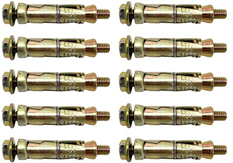 Tradeals M6 (10 Piece) Expansion Bolts Rawl Plugs Concrete Ground Anchor Bolts Ideal for Construction Automotive & DIY Precision Fully Threaded Secure Hold Concrete Machinery & Furniture M6 x 60mm