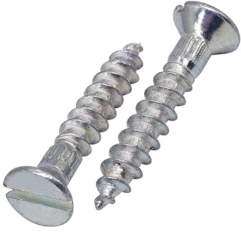 SKIR'CO (30 pezzi) Viti per legno in acciaio zincato 3,5 x 20 mm, testa piana con intaglio, testa svasata, viti DIN 97