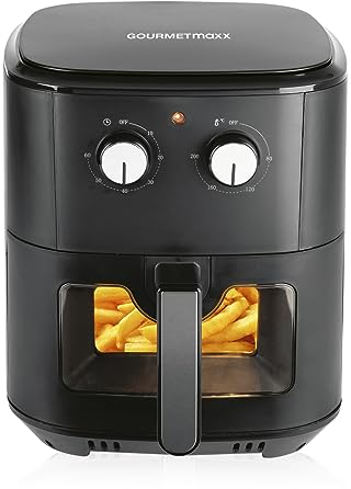 GOURMETmaxx Heißluftfritteuse 6,2 L (1500 W) | AirFryer mit Abschaltautomatik für punktgenaue Ergebnisse | Schonende Zubereitung ohne Öl | Ideal für z.B. Pommes, ChickenWings oder sonstiges [schwarz]