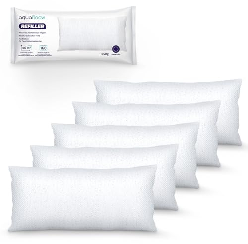Aquafloow 5x Sachets de Granulés pour Déshumidificateur 450 g, Contrôle des Moisissures pour Pièces de 40 m² | Recharges Ultra-Absorbantes