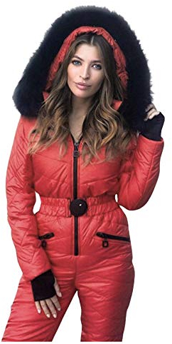 Weihnachten 2024 Neu Fashion Suit Zipper Skisuit Outdoor Sports Casual Thick Snowboard Damen Ski Damen Overall Jogging 2 Teiler Damen (Hot Pink, XXXL)