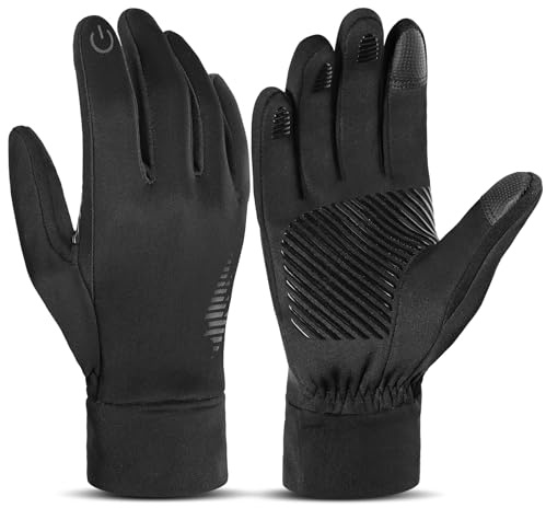 Sukeen Gants de football noirs pour homme et femme - Gants thermiques fins - Gants de cyclisme pour homme - Gants de football chauds pour la course à pied, l'équitation, la conduite, la randonnée, le
