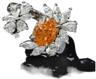 GemKing R2049 2ct egg-shaped 7 * 9 ice flower cut Padma color high carbon diamond ring 925 silver open ring