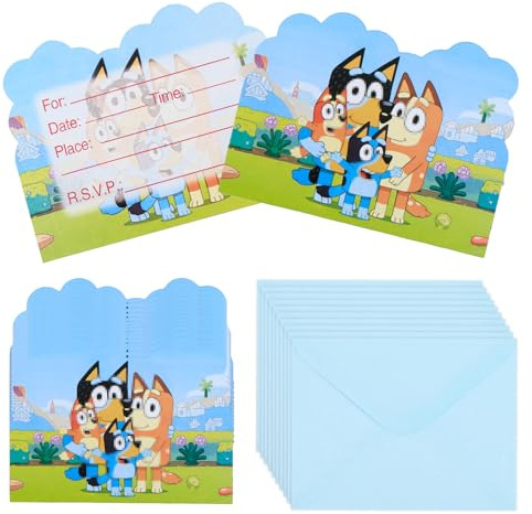 Party Invitations Kids- 20 Invitation Cards with 20 Envelopes Cartoon Party Invites Children's Birthday Favors Double Sided Invite Cards for Boys Girls Baby Shower