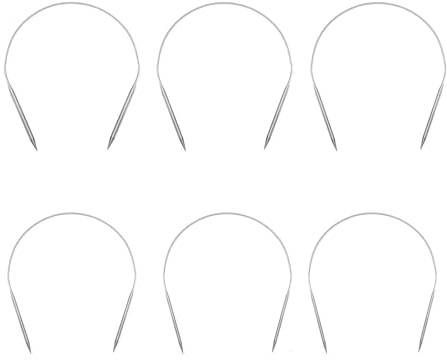 6-delat set med rundstickor, rundstickor av rostfritt stål (43 cm/16,9 tum), sticknålsset för strumpor, tröjor, mössor, halsdukar, virkningar, gör-det-själv, US: 8,7,6,5,4 och 3 (5,0, 4,5, 4,0, 3,75