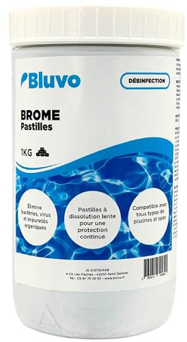 Brome Pastilles 20g - 1KG | Traitement Spa & Piscine Sans Chlore | Désinfectant à Dissolution Lente pour une Eau Claire et Saine | Entretien & Purification de l’Eau adaptée à tous les Spas et Piscines