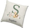 Jungle Themed Cushion Cover - Personalised Nursery Bedroom Animal Scatter Cushion Home Accessory Pillow Newborn Baby Child's Kids Room - Name Under Initial Natural Canvas 40x40cm