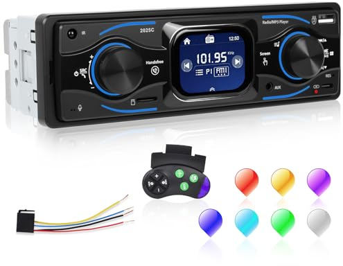 1 Din bilradio med equalizer, 2,17 tum TFT-pekskärm, Bluetooth-bilradio med Bluetooth-samtal, SWC, Type-C/USB/AUX/TF-port, tidsvisning