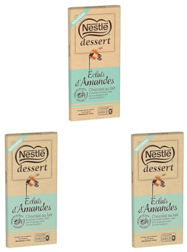 Nestlé Dessert - Chocolat Lait Eclats d'Amandes - Tablette de 170g (Lot de 3)