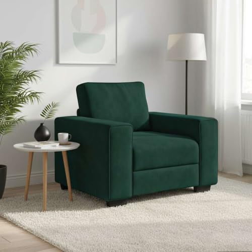 Ordellia mörkgrön fåtölj 60 cm sammet, bekväm relaxsoffa för vardagsrum, sovrum, robust ram, mångsidig, snygg design