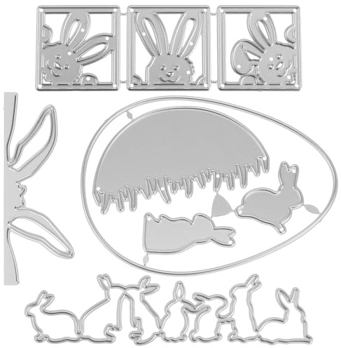 DOPENSPI 4 stencil pasquale, fustellatrici a forma di coniglietto pasquale, per stampaggio a forma di uova, per goffratura, per Pasqua, regalo, scrapbooking, artigianato fai da te