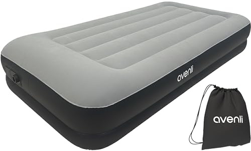 AVENLI Luftbett selbstaufblasend Twin-Size 191x99x36 cm, Gästebett 1 Person, I-Beam, beflockt, bis 150 kg, Reisebett, Tragetasche inklusive, grau/schwarz