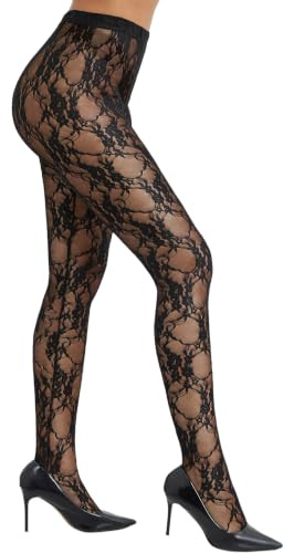 RSLOVE High Waist Patterned Tights - Women's Lace Thigh High Pantyhose with Floral Sexy Tights for Women