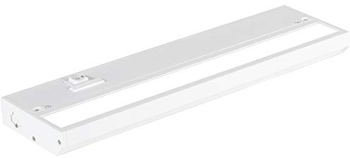 LED Under Cabinet Lighting Hardwired - 3CCT 12 Inch White Finish - Undercabinet Lights for Kitchen - Linkable Undercounter Dimmable Plug in Light or Hard Wired - Under Counter Fixture Direct Wire