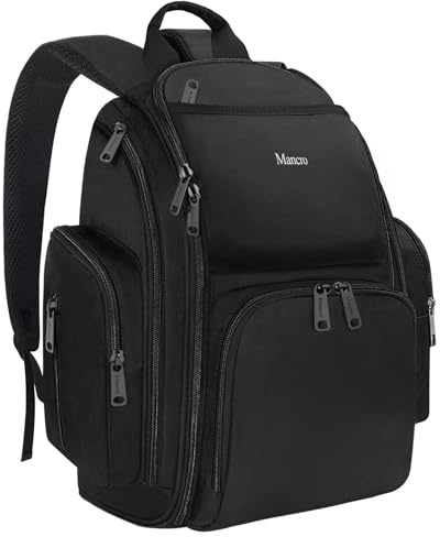 Mancro Backpack Diaper Bag, Waterproof Boy Travel Bag for Dad and Men, Large Multi-Function, Many Pockets, Lightweight, Stylish Diaper Backpack, Black