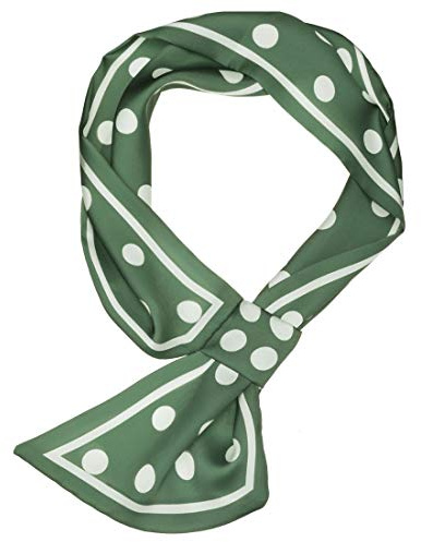 sourcing map Women Polka Dots Bevel Small Skinny Scarf Oblique Neck Scarves Double-Sided Neckerchief Green