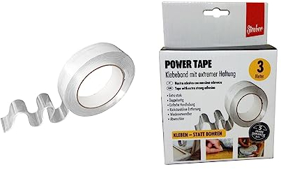 Steuber Power Tape 3m, enorm starkes doppelseitiges Klebeband, 30 mm Breite, transparent, Universal Montage Tape zum Heimwerken & Basteln