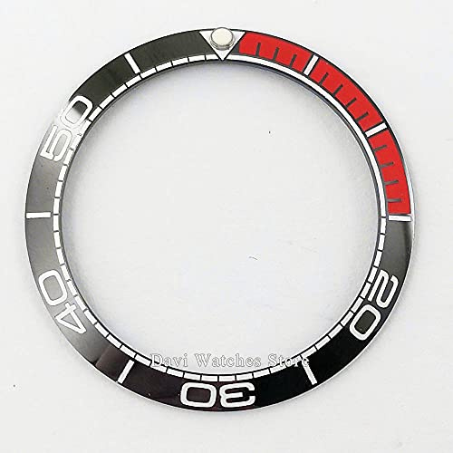 NGHSDO Reloj Bisel Anillo Ver Bisel 38mm Negro Rojo/Naranja Reloj de cerámica Bisel Inserto CeráMica Reloj Bisel Insertar (Color : A61 Black Red)
