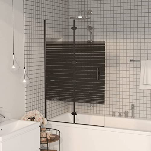Festnight Pannello Doccia Pieghevole, Parete Vasca da Bagno, Parete Doccia, Parete Doccia per Vasca da Bagno, Parete Vasca in ESG 80x140 cm Nero