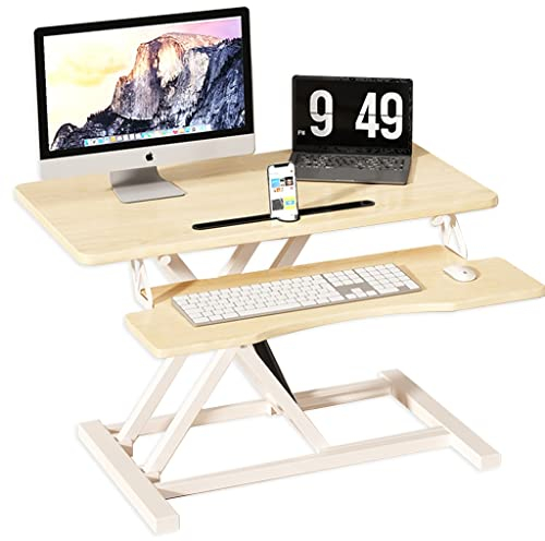 GUINJO Standing Desk Converter with Keyboard Tray, 4.3-20.7”Height Adjustable Quick Sit to Stand Up Desk Riser for Dual Monitor,Computer heightening frame (Color : B, Size : 80 * 40 * 11-51cm)