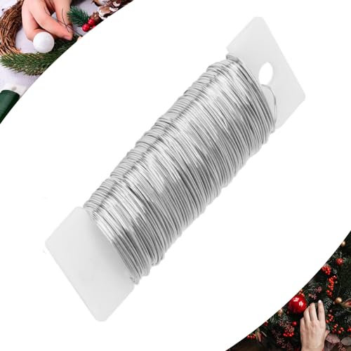 Silver Florist Wire for Wreath Making Supplies,Roll Floral Craft Christmas Wreaths Wires,Garden Paddle Binding Wire Reel Wires for Floristry,Wreaths,Flower Arranging,Crafting